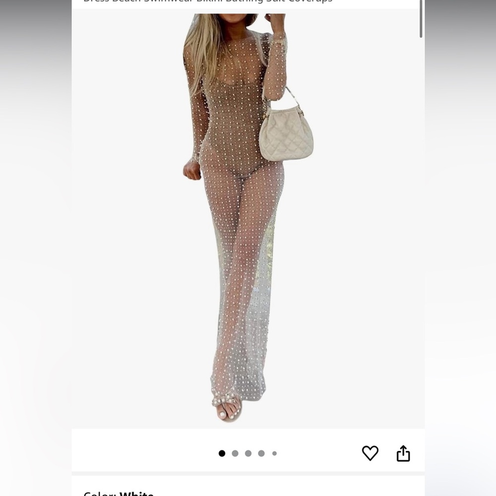 Sheer pearl and rhinestone cover up